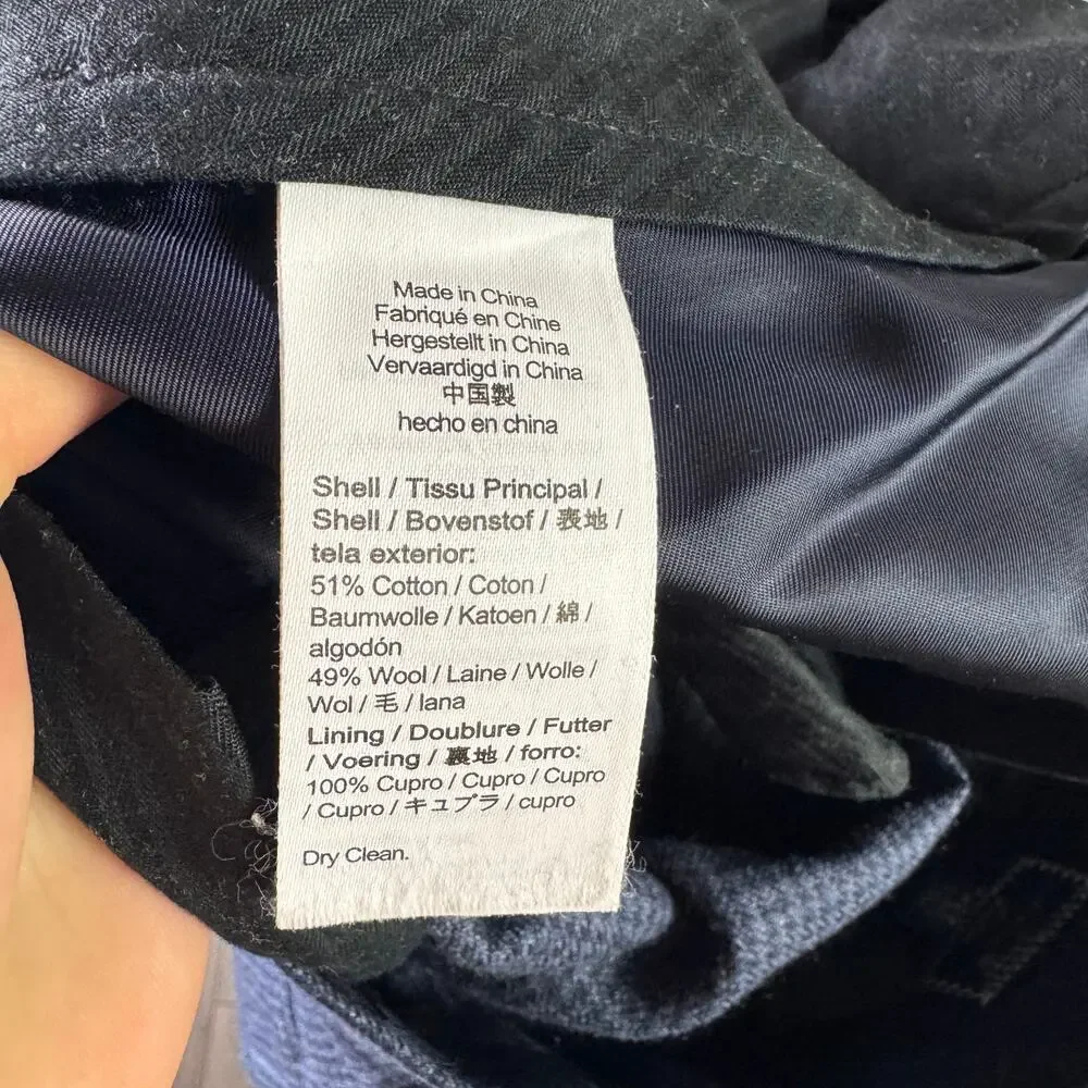 J.Crew Ludlow Slim-fit Suit Pants Mens 29x32 Blue Houndstooth Cotton-wool Blend
